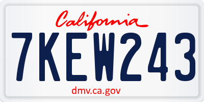 CA license plate 7KEW243