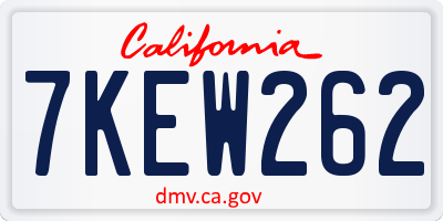CA license plate 7KEW262