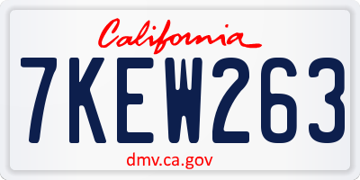 CA license plate 7KEW263