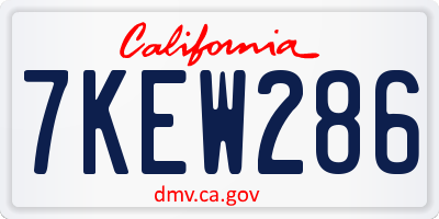 CA license plate 7KEW286