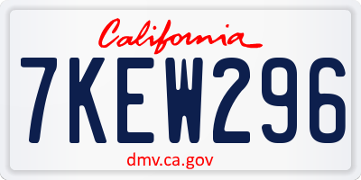 CA license plate 7KEW296