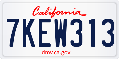 CA license plate 7KEW313