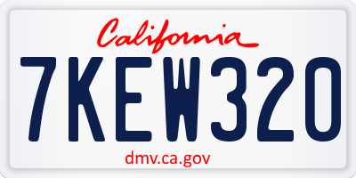 CA license plate 7KEW320