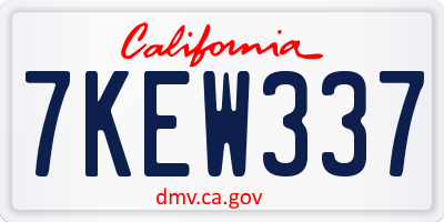 CA license plate 7KEW337
