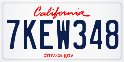 CA license plate 7KEW348