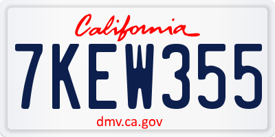 CA license plate 7KEW355