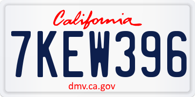 CA license plate 7KEW396