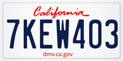 CA license plate 7KEW403