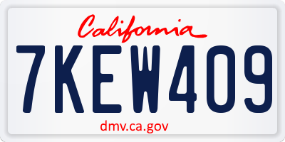 CA license plate 7KEW409