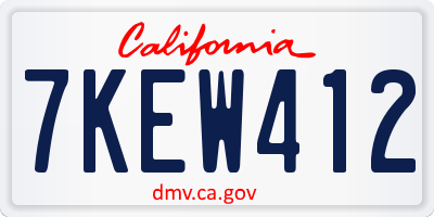 CA license plate 7KEW412