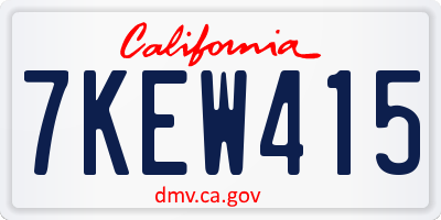 CA license plate 7KEW415