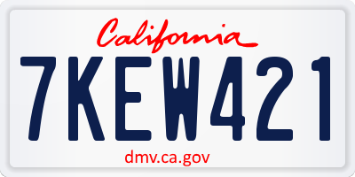 CA license plate 7KEW421