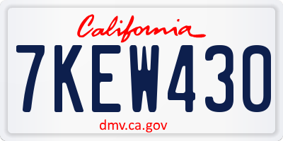 CA license plate 7KEW430