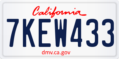 CA license plate 7KEW433