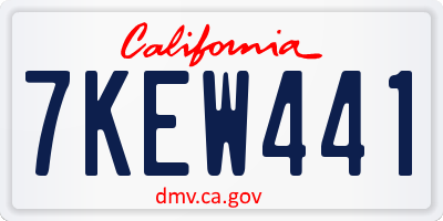 CA license plate 7KEW441