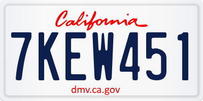 CA license plate 7KEW451