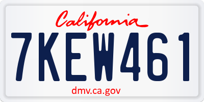 CA license plate 7KEW461