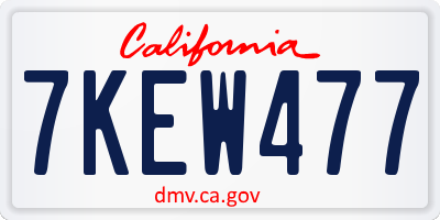 CA license plate 7KEW477