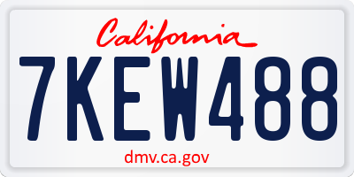 CA license plate 7KEW488