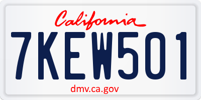 CA license plate 7KEW501