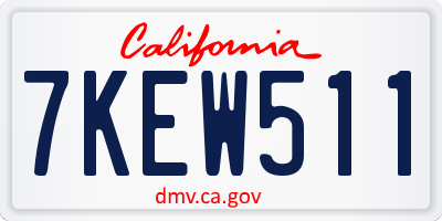 CA license plate 7KEW511