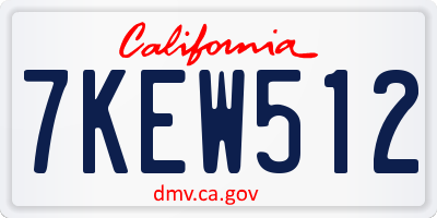 CA license plate 7KEW512