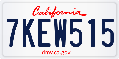 CA license plate 7KEW515