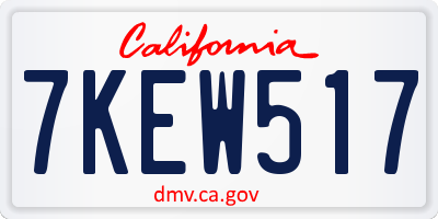 CA license plate 7KEW517