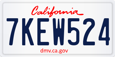 CA license plate 7KEW524