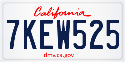 CA license plate 7KEW525
