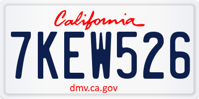 CA license plate 7KEW526