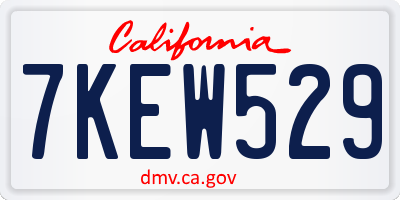 CA license plate 7KEW529
