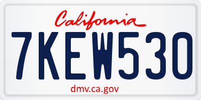 CA license plate 7KEW530