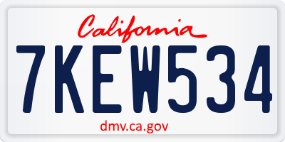 CA license plate 7KEW534