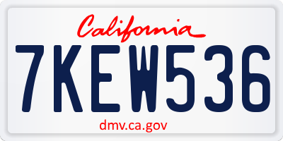 CA license plate 7KEW536