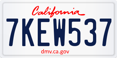 CA license plate 7KEW537