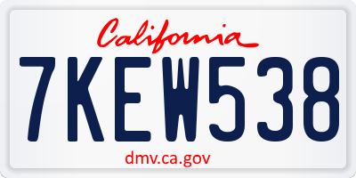 CA license plate 7KEW538