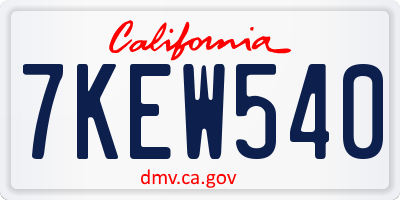 CA license plate 7KEW540