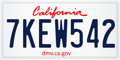 CA license plate 7KEW542