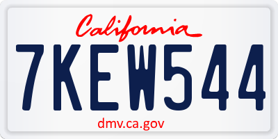 CA license plate 7KEW544