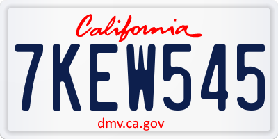 CA license plate 7KEW545