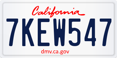 CA license plate 7KEW547