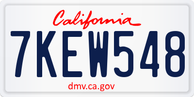 CA license plate 7KEW548