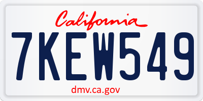 CA license plate 7KEW549