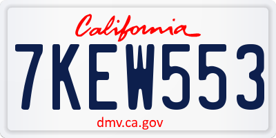 CA license plate 7KEW553