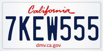CA license plate 7KEW555