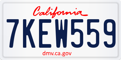 CA license plate 7KEW559