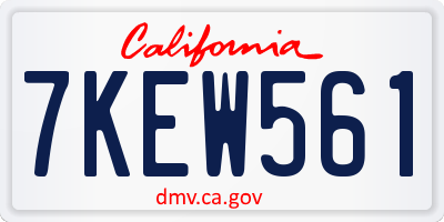 CA license plate 7KEW561