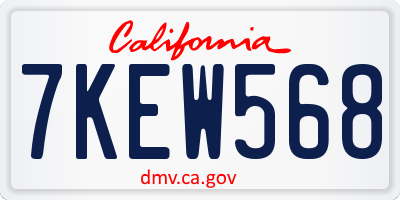 CA license plate 7KEW568