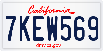 CA license plate 7KEW569